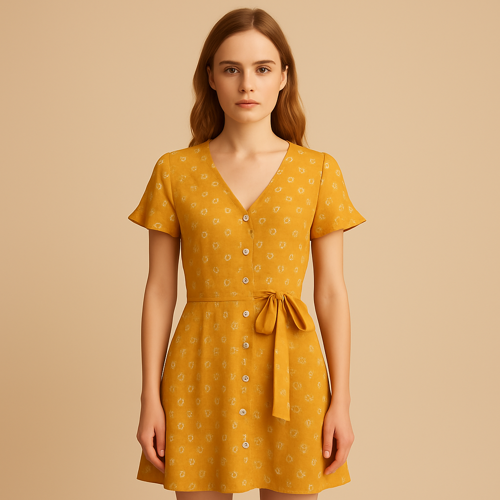 Saviarosa | Women – Button-Front Dress – Tie Waist – Casual Chic