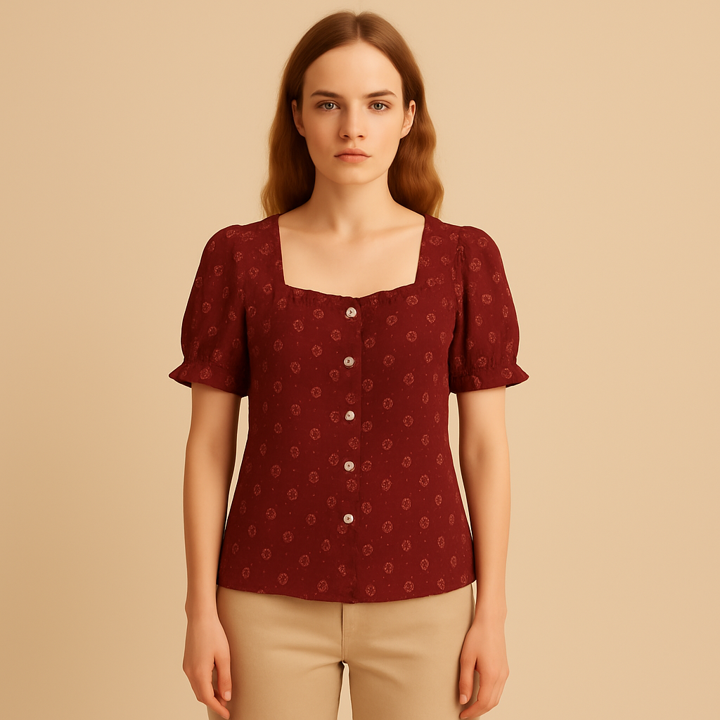 Saviarosa | Women – Button Blouse – Puff Sleeves – Elegant Everyday