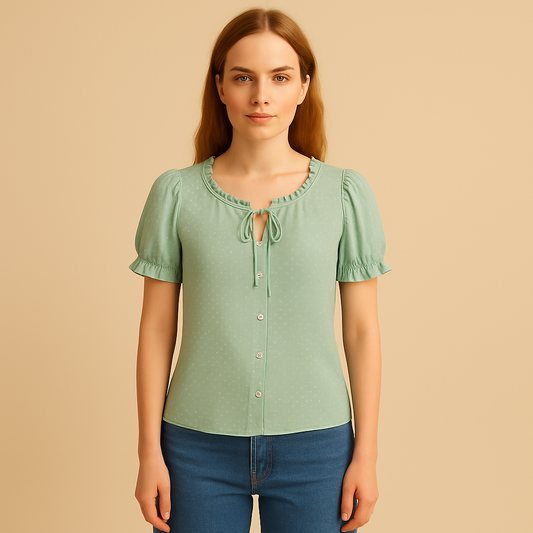 Saviarosa | Women – Tie-Neck Blouse – Playful & Fresh